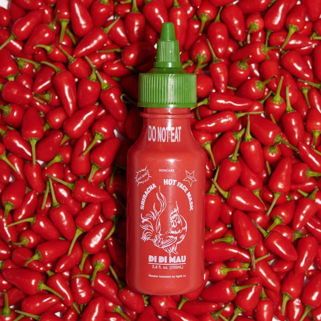 Di DI Mau hot mask against red peppers